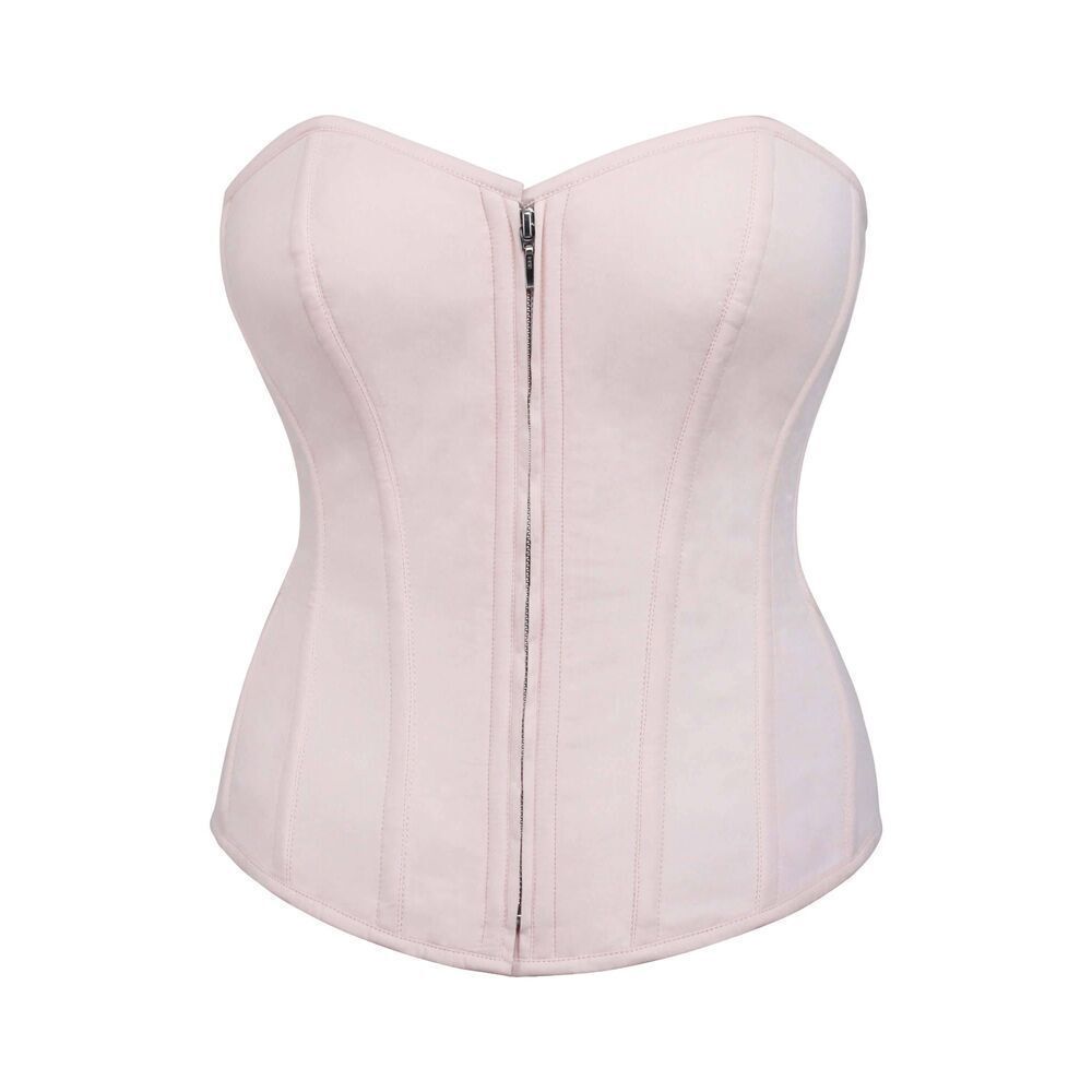 Corset Story Dahlia Prairie Pink Cotton Overbust Corset Zip Front - Picture 2 of 9
